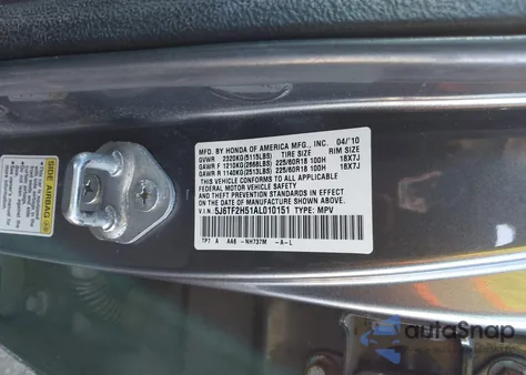 2010 Honda Accord Crosstour Ex-L z USA, uszkodzony, nr VIN 5J6TF2H51AL010151